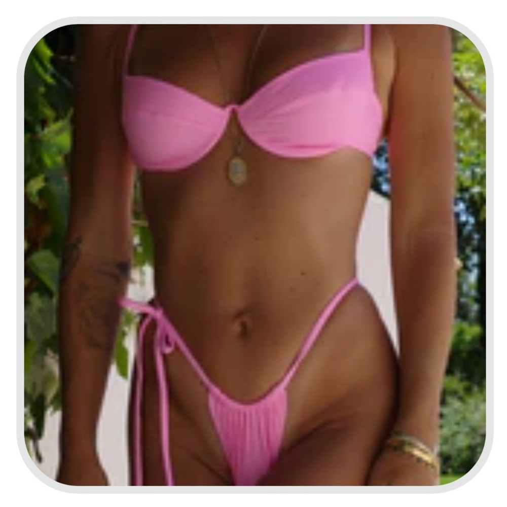 NWT SET cute as a button pink underwire bikini top and tie side bottoms